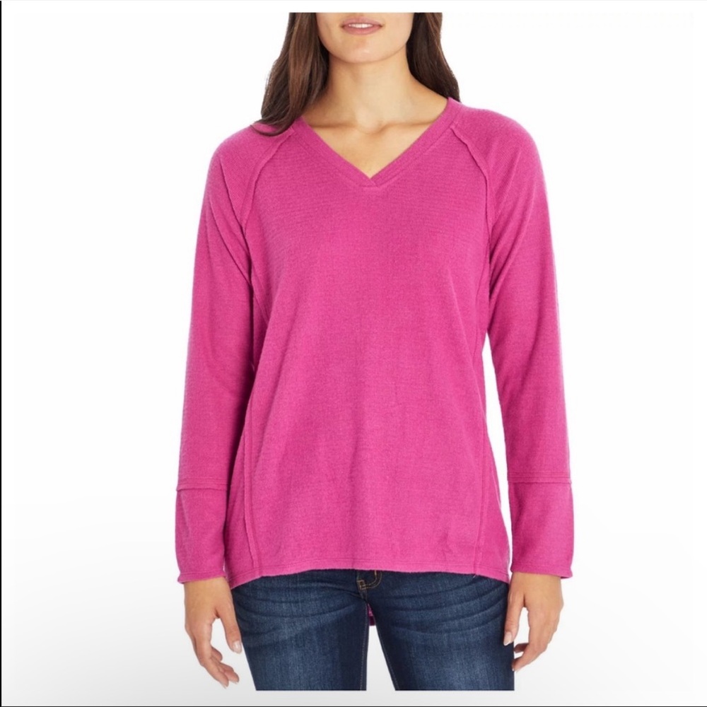 Wildfox Haley Brushed Waffle Pink Top Size XXL